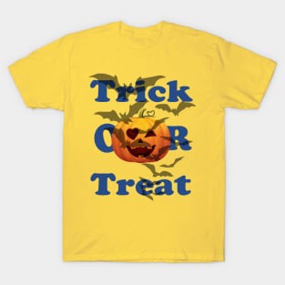 Funny Halloween Gift Trick or treat with scary pumpkin face for men and women T-Shirt